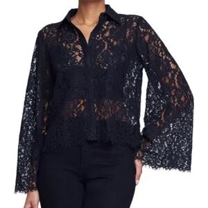 Like New/EUC L'Agence Carter Black Long Sleeve Lace Blouse - Size L